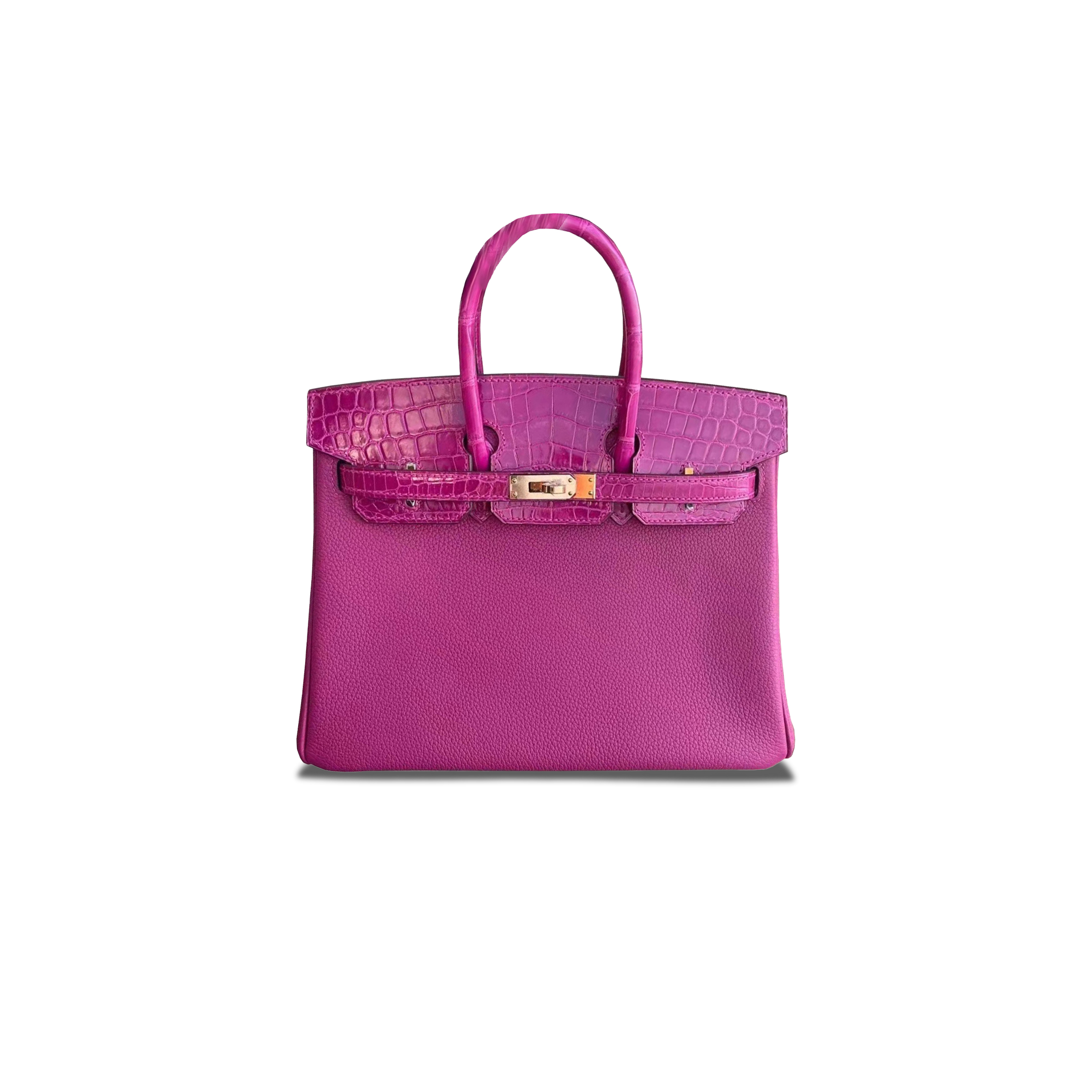 H**mes master birkin 25 alligator and togo leather gold buckle bk305jscrocogpp (25*20*13cm)